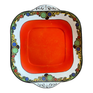 1930s Art Deco English Staffordshire Minton Clarice Cliff Style Double Handle Platter