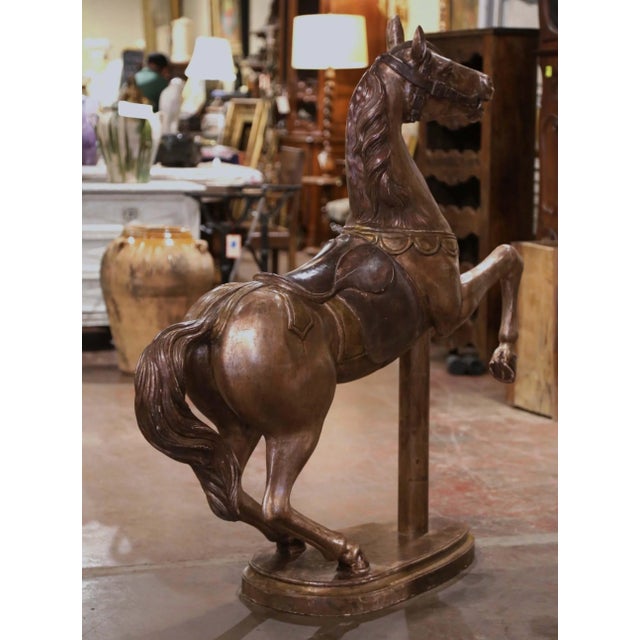 Late 19th Century French Carved Wood Silvered Carousel Horse Sculpture For Sale - Image 9 of 12