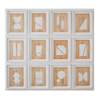 Josh Young Design House Blanc Géométrique Collection Paintings, 12 Pieces For Sale