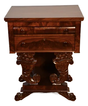 1880s Antique Empire Mahogany Work Table / Side Table