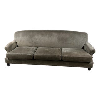 Madeline Stuart Mohair Rolled Arm Nailhead Sofa For Sale
