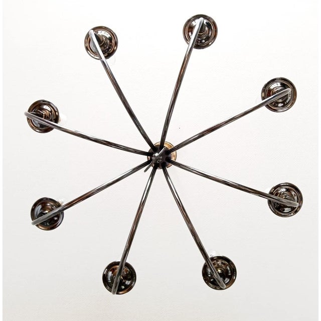 Gold Vintage Eight-Arm Silver and Gold Metal Chandelier, 1980s For Sale - Image 8 of 13