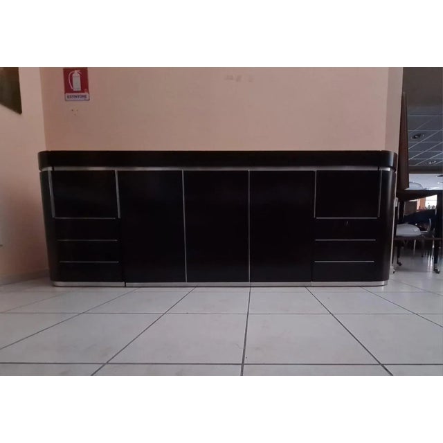 Round Sideboard in Wood and Steel, 1980s For Sale - Image 4 of 16