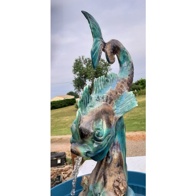 Ceramic Earthenware Fountain Dolphin from Vallauris, 1950 For Sale - Image 7 of 14
