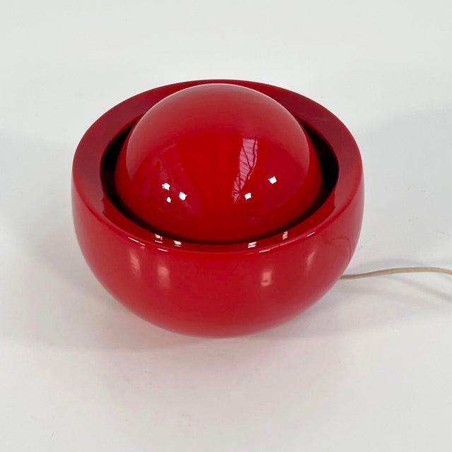 Red Italian Ceramic Table Lamp, 1970s, in Good conditions. Designed 1970 to 1979 European Plug (up to 250V).The wiring of...