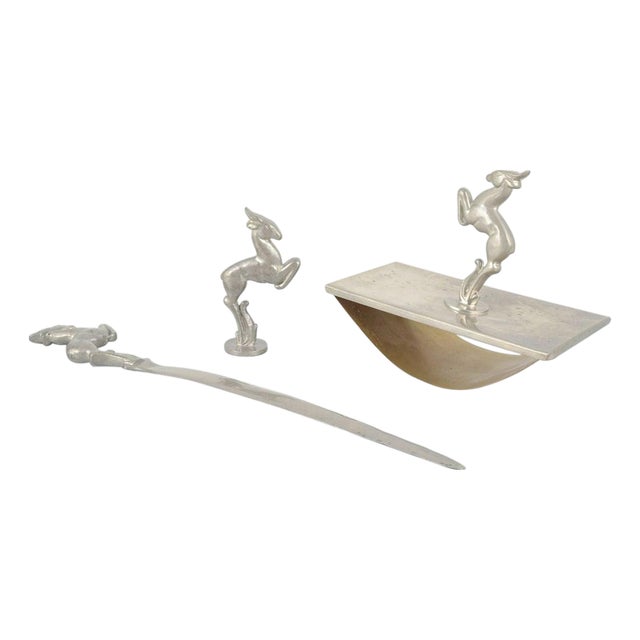 Art Deco Pewter Desk Set by Carl-Einar Borgström, 1940s, Set of 3 For Sale