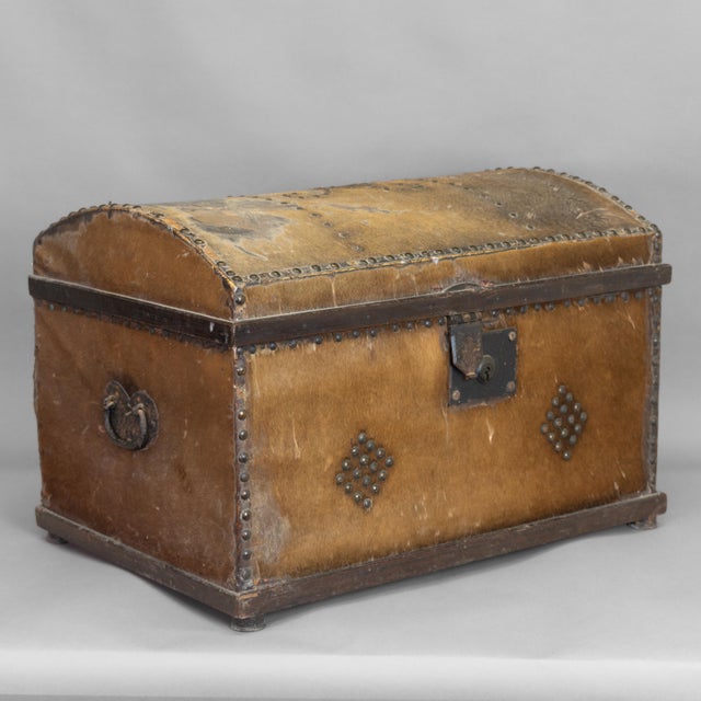 Hide covered dome topped trunk. Manufactured by Alfred T. Morris. Circa 1890.
