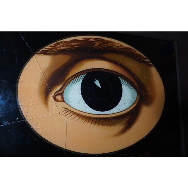 Modern Mid 20th Century Chas A. Clifford, Consulting Optometrist, Reverse Paint on Glass, Framed For Sale - Image 3 of 6