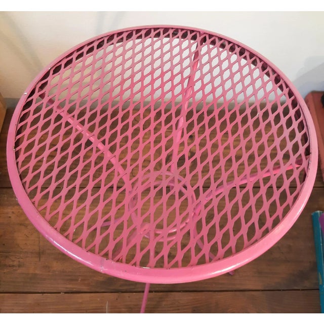 1990s Pink Barbiecore Metal Wrought Iron Side Patio Table For Sale - Image 5 of 8