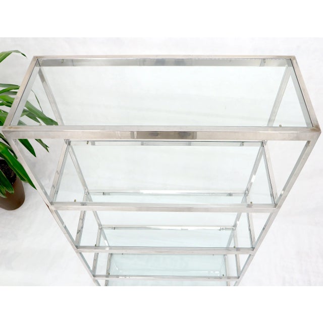 Mid-Century Modern Mid-Century Modern Five Shelves Chrome and Glass Shelving Unit Étagère For Sale - Image 3 of 9