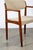 Off-white 1960s Mid Century Danish Modern Armchair Chair Dining Teak White Wool Arm Captain For Sale - Image 8 of 12