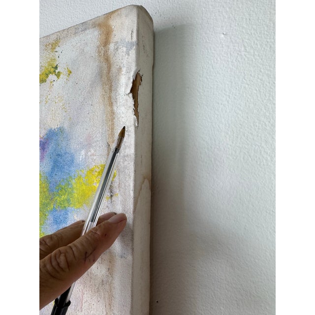 Vintage Helen Stein Expressionist Abstract Acrylic on Canvas Painting, Signed For Sale - Image 11 of 12