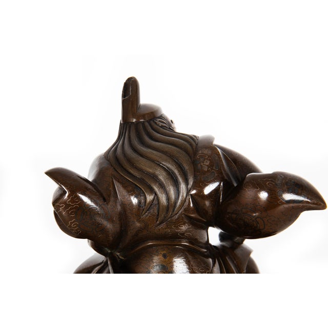 Antique Japanese Meiji Period Bronze Sculpture Okimono of Samurai Warrior For Sale - Image 10 of 18