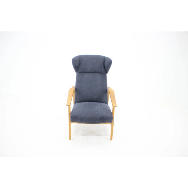 Brown Czechoslovakian Oak Reclining Wing Chair, 1960s For Sale - Image 8 of 15