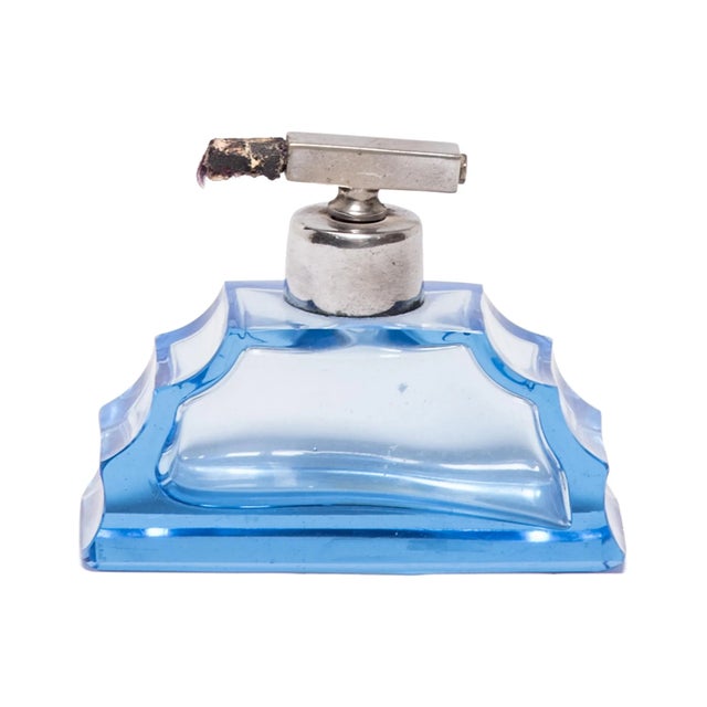 Shanghai Deco Blue Glass Perfume Bottle, C. 1920 For Sale - Image 4 of 7