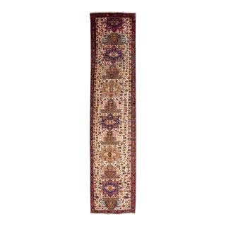 1920s Multicolor Antique Heriz Handmade Wool Runner With Allover Motif For Sale