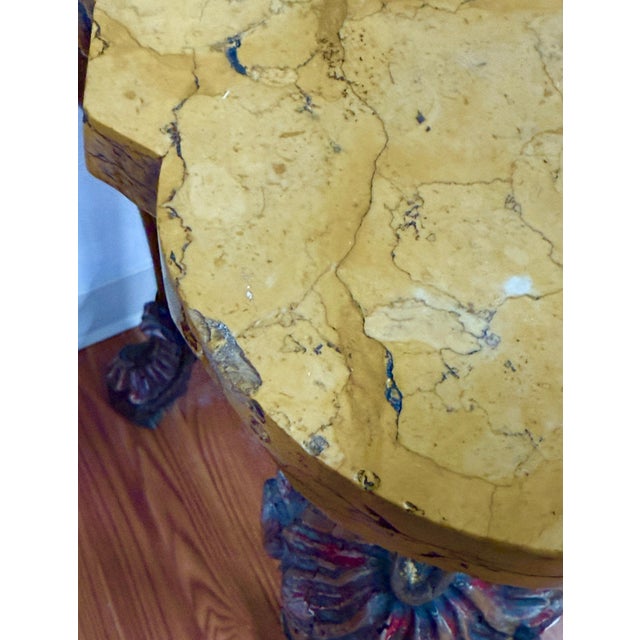 Baroque Italian Baroque Carved Wood Console Siena Marble Top Encrusted Nautilus Fossils For Sale - Image 3 of 12