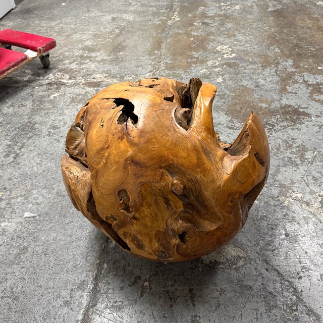 Wood Root Hand-Carved Organic Sculpture Sphere, Large For Sale In San Francisco - Image 6 of 12