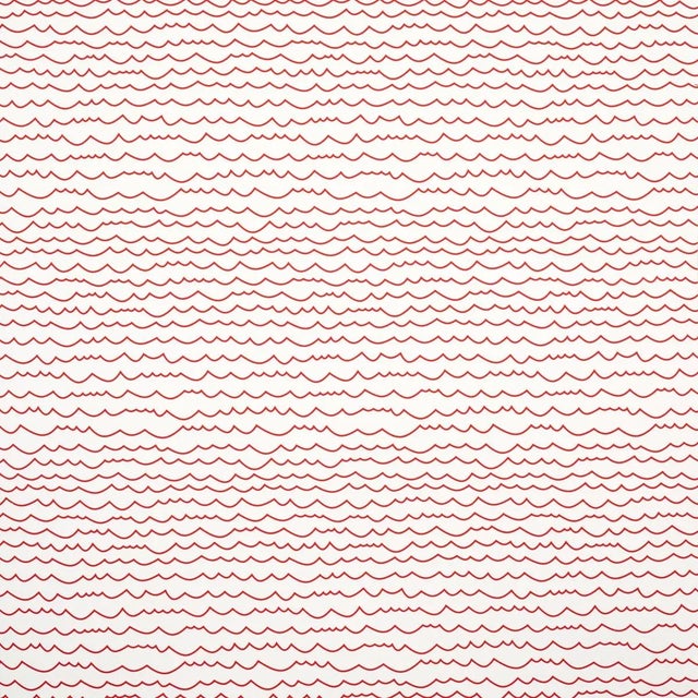 Schumacher Sample - Schumacher Waves Wallpaper in Red For Sale - Image 4 of 4