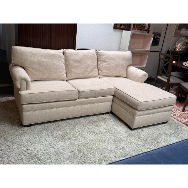 Ethan Allen Ethan Allen Chaise Lounge Sectional For Sale - Image 4 of 12
