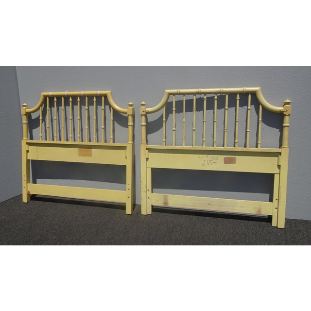 Vintage French Country Yellow Twin Headboards Bed Frames by Thomasville