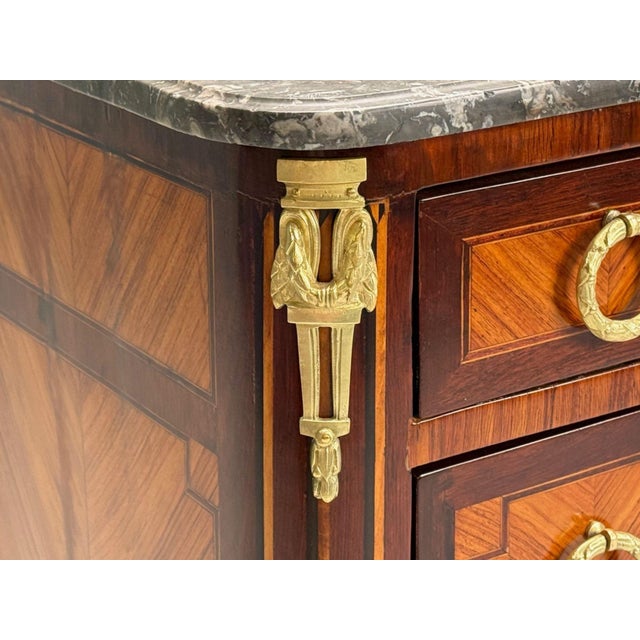 19th Century Louis XVI Style, Mahogany, Marble, Bronze, Commode, France, 19th C. For Sale - Image 5 of 12