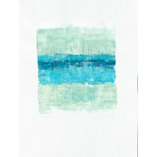 Marina 18*24r Abstract Seascape Monoprint Reproduction Print Blue Green Art by Carrie Bergey For Sale