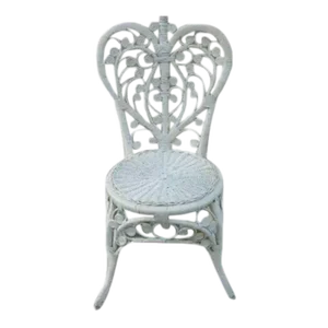 Vintage Boho Shabby Chic Rattan Wicker Heart Peacock Chair