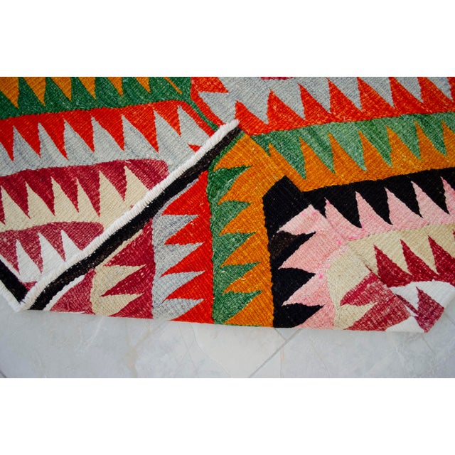 Vintage Turkish Rug Kilim, Handwoven Primitive Tribal Statement, Bohemian Area Rug - 6′4″ X 9′4″ For Sale - Image 14 of 14