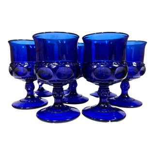 Art Deco Cobalt Goblets- Set of Eight For Sale