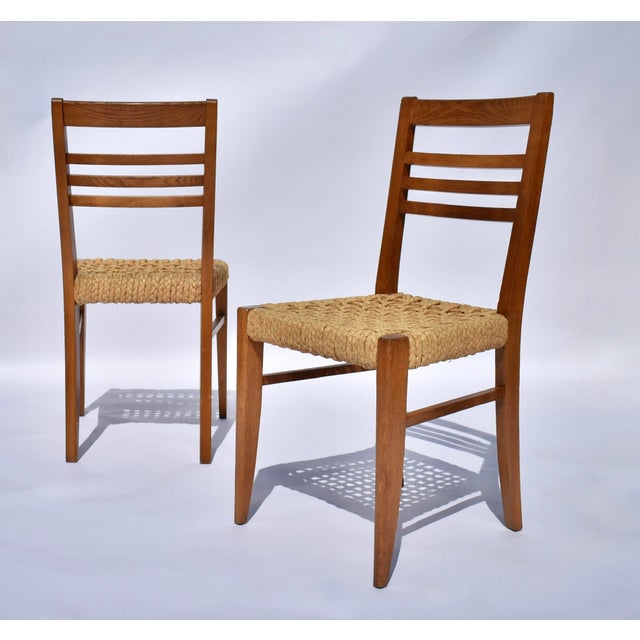 Mid-Century Modern 1940s Pair of Rope & Beech Wood Chairs Attributed to Frida Minet & Adrien Audoux for Vibo Vesoul For Sale - Image 3 of 10