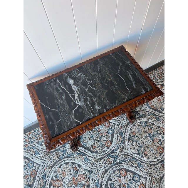 Late 20th Century Antique Italian Baroque-Style Accent Table With Marble Top For Sale - Image 5 of 7