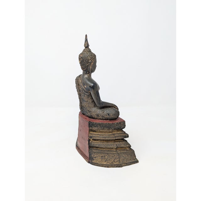Mid 19th Century Antique Gilt Bronze Thai Buddha: Rattanakosin Period (C. 1880-1920s) For Sale - Image 5 of 11