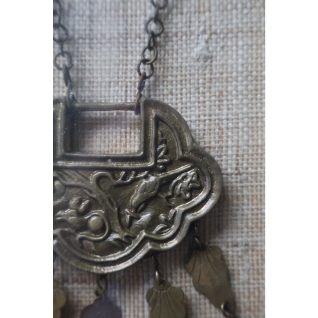 Wood Vintage Framed Chinese Changming Suo Longevity Lock Amulet For Sale - Image 7 of 18