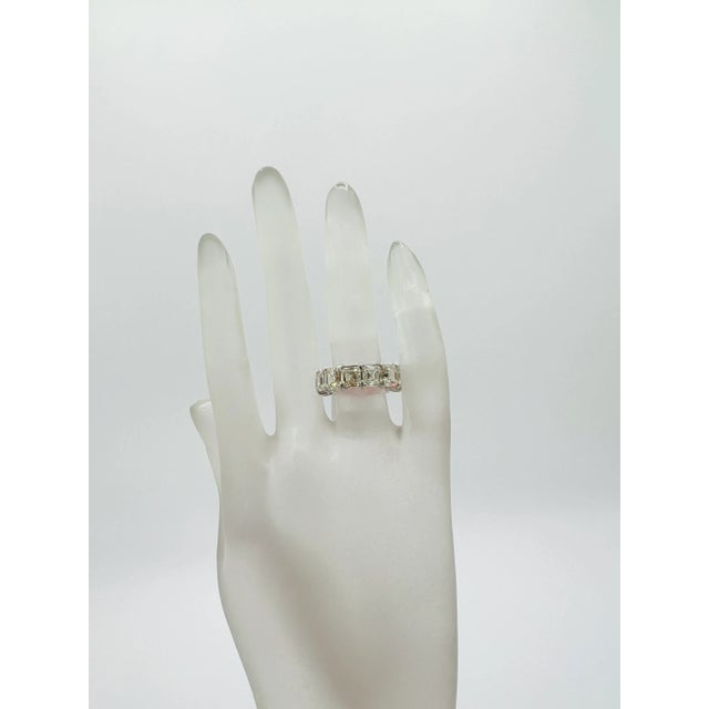Modern Gia .90 Carat Each Asscher Cut Diamond Eternity Band Ring 18k White Gold, Size 6.5 For Sale - Image 3 of 8