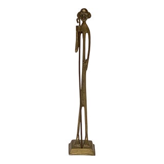 Vintage Brass Tribal Sculpture of a Shepard Man For Sale