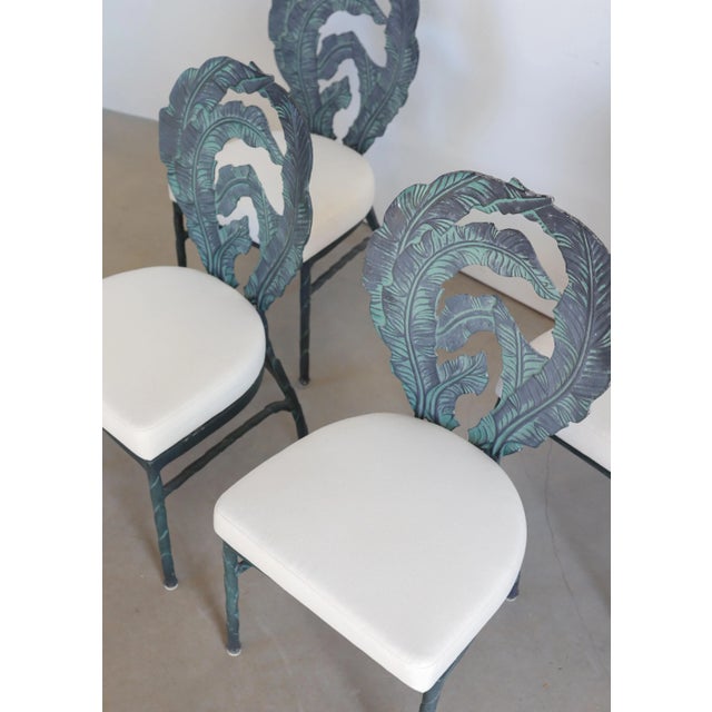Teal Set of 4 Mid Century Modern Banana Leaf Chairs For Sale - Image 8 of 10