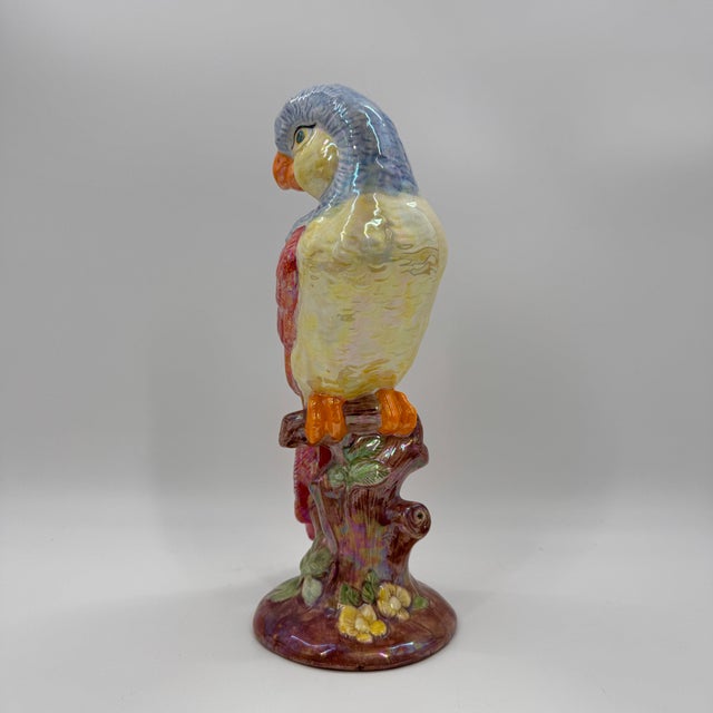 2020s Hand-Painted Ceramic Parrot Sculpture With Iridescent Glaze For Sale - Image 5 of 10