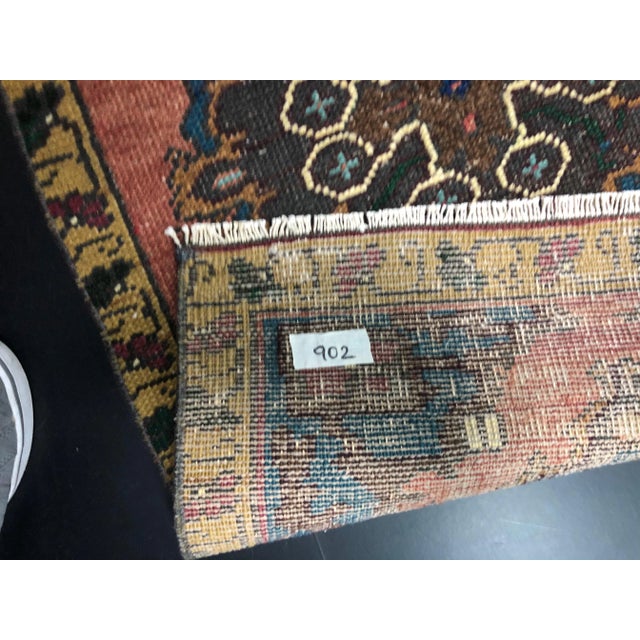 1960s Vintage Turkish Anatolian Handmade Wool Red Blue Rug For Sale - Image 5 of 6