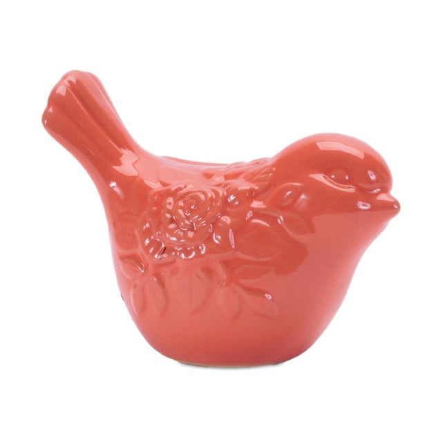 Contemporary Ceramic Floral Bird Figurine (Set of 6) For Sale - Image 3 of 7