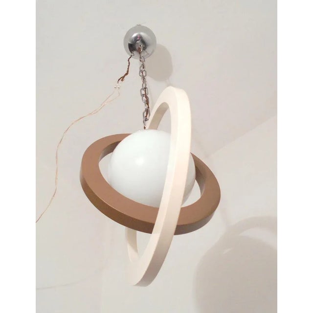 Wood Space Age Italian Pendant Lamps, 1960s, Set of 2 For Sale - Image 7 of 8