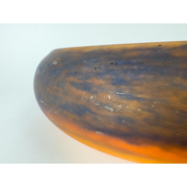 Orange Muller Frères Lunéville Art Deco Mottled Glass Vide-Poche Bowl For Sale - Image 8 of 14