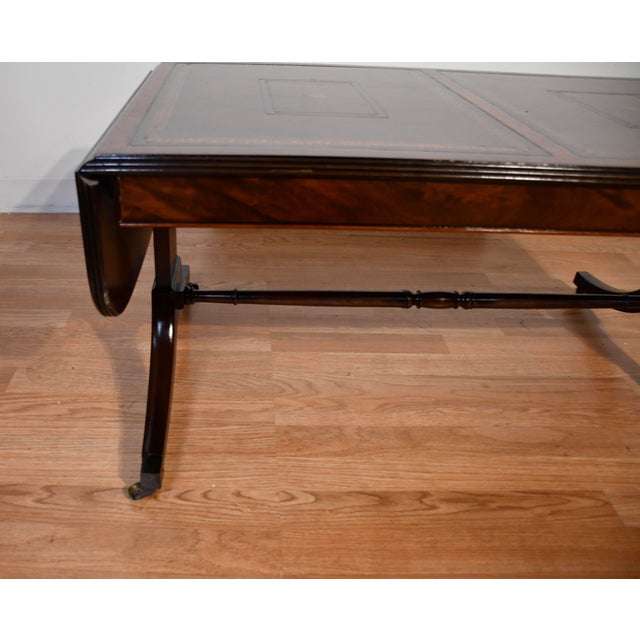 1930 Heritage Henredon English Regency Mahogany & Leather Top Coffee Table For Sale - Image 12 of 17