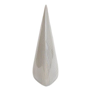 Vintage Murano Seguso Vetri D' Arte Black and White Striped Glass Triangle Sculptural Lamp For Sale