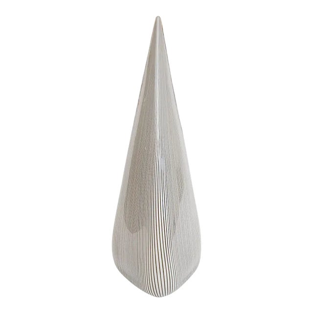 Vintage Murano Seguso Vetri D' Arte Black and White Striped Glass Triangle Sculptural Lamp For Sale