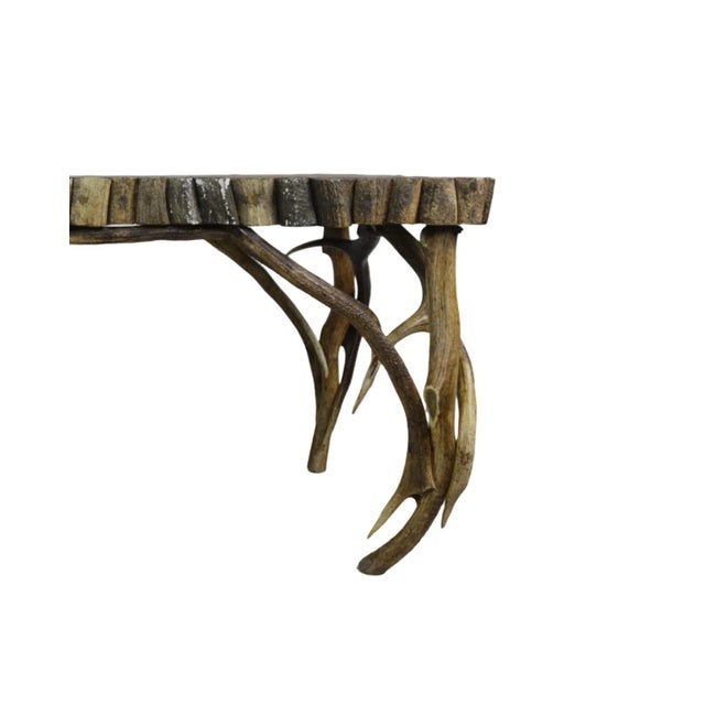 Wood Vintage Natural Rustic Rustic Antler Coffee Table For Sale - Image 7 of 14