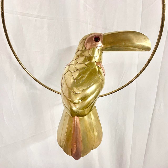 Cinco De Mayo - 1970s Vintage Mexican Folk Art Sergio Bustamante Attributed Brass-Copper Toucan Sculpture. For Sale - Image 6 of 12