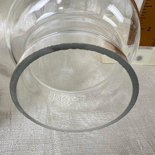 Pair Vintage Italian Wood & Blown Glass Hurricane Candle Holders For Sale - Image 10 of 12