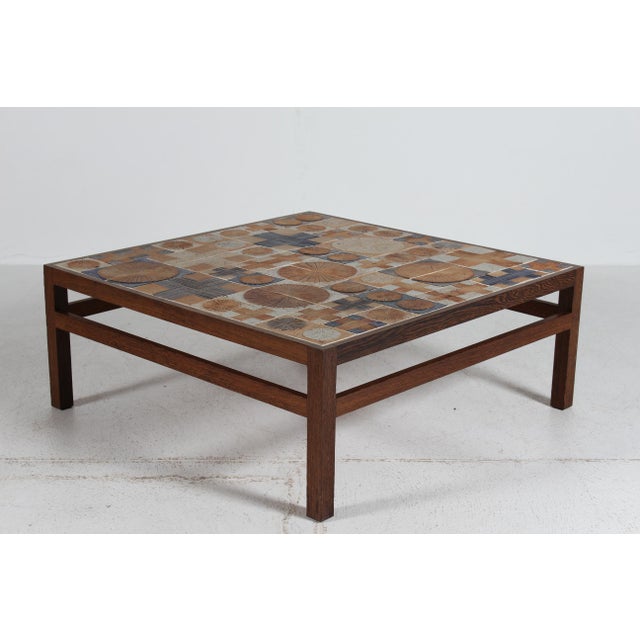 Mid-Century Modern Square Tile Top Coffee Table in Wengé from Tue Poulsen and Erik Wørts, Denmark, 1960s For Sale - Image 3 of 11