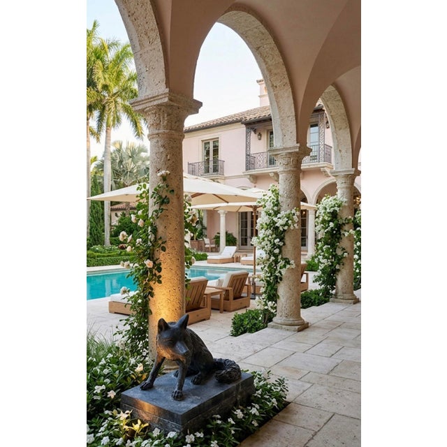 Vintage Cast Iron Sitting Fox Garden Statue For Sale - Image 9 of 9